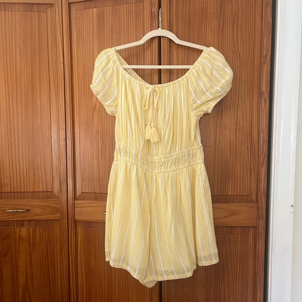 American Eagle Striped Yellow Romper